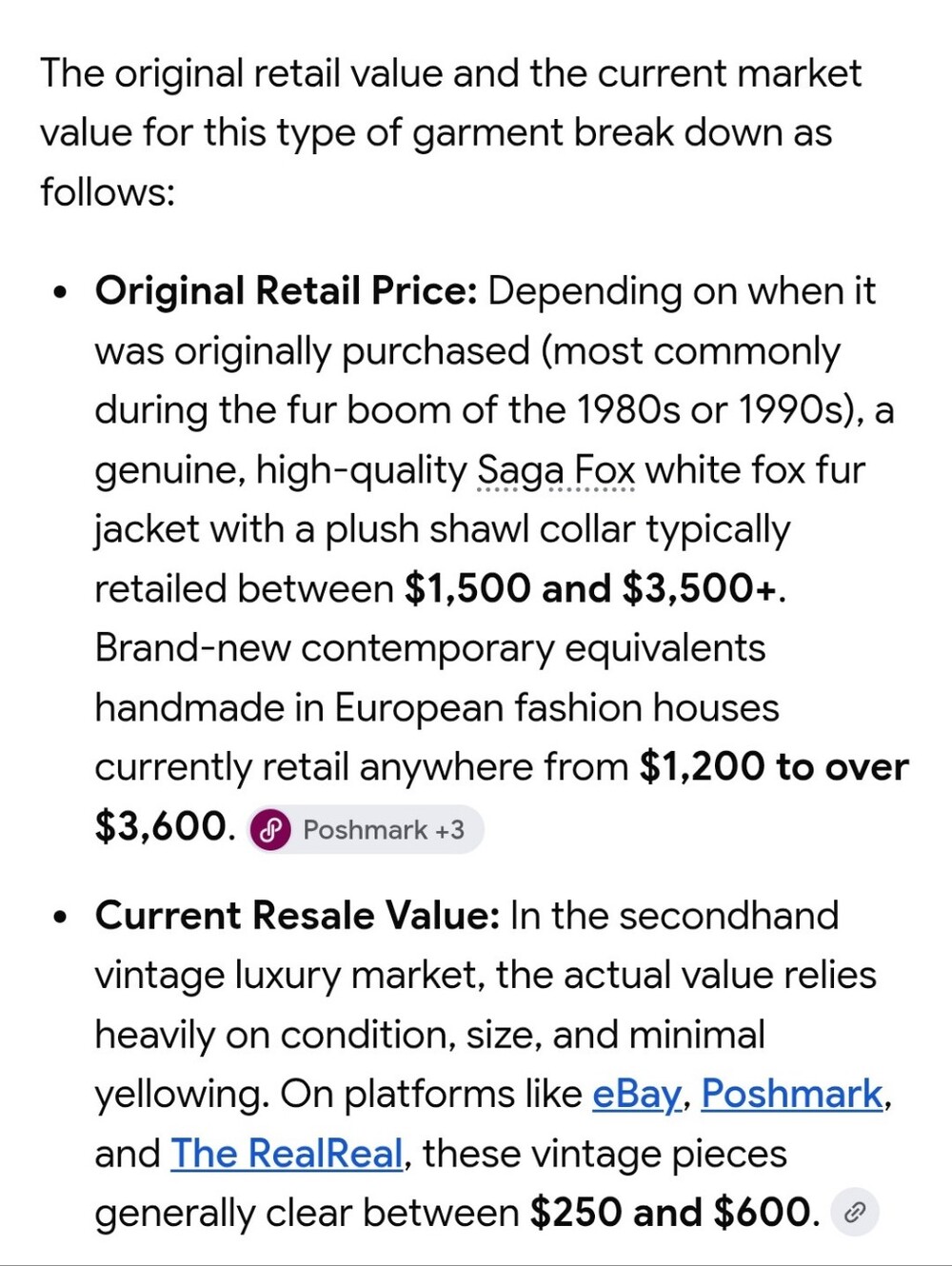 Saga Furs White Fox Fur Collar Jacket